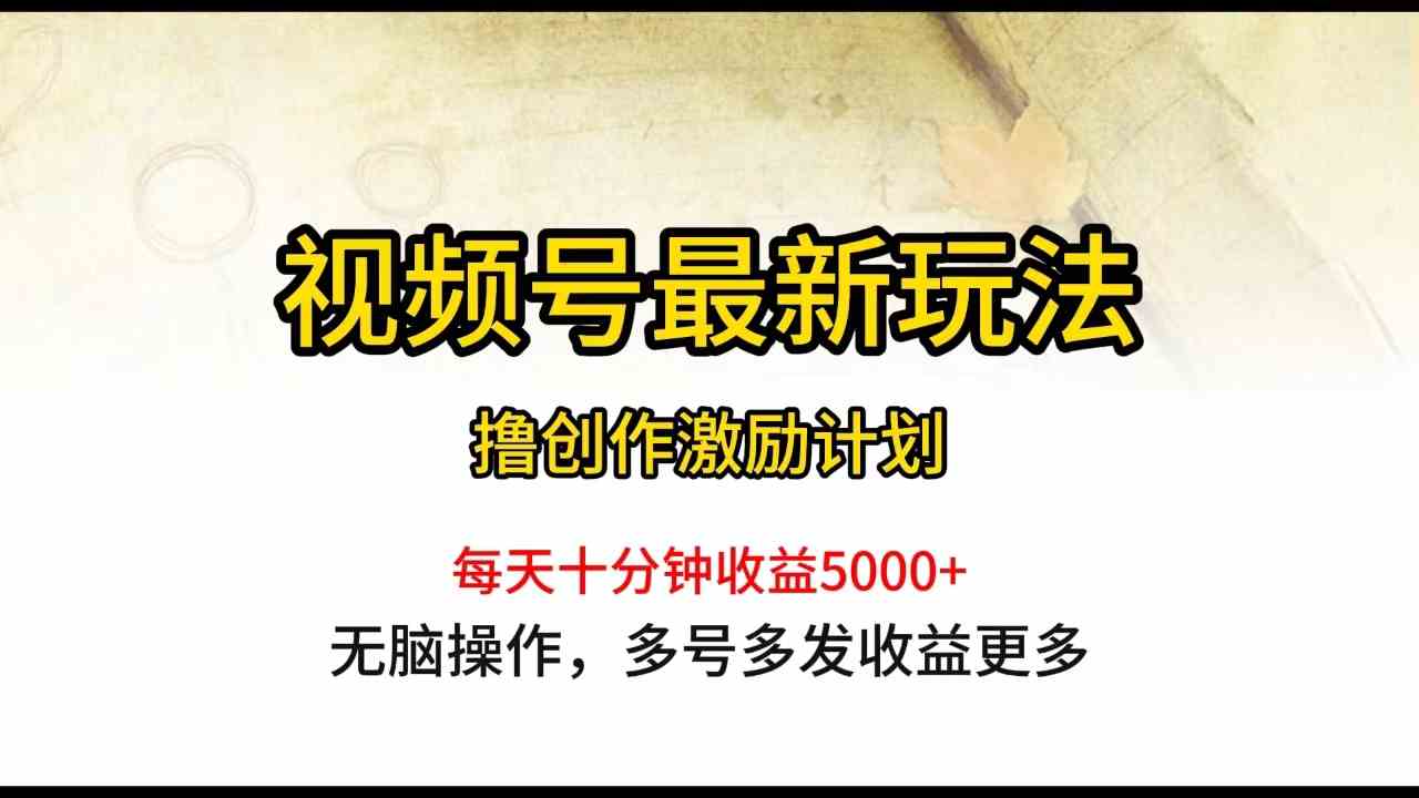 (10087期)视频号最新玩法,每日一小时月入5000+-志拓网创