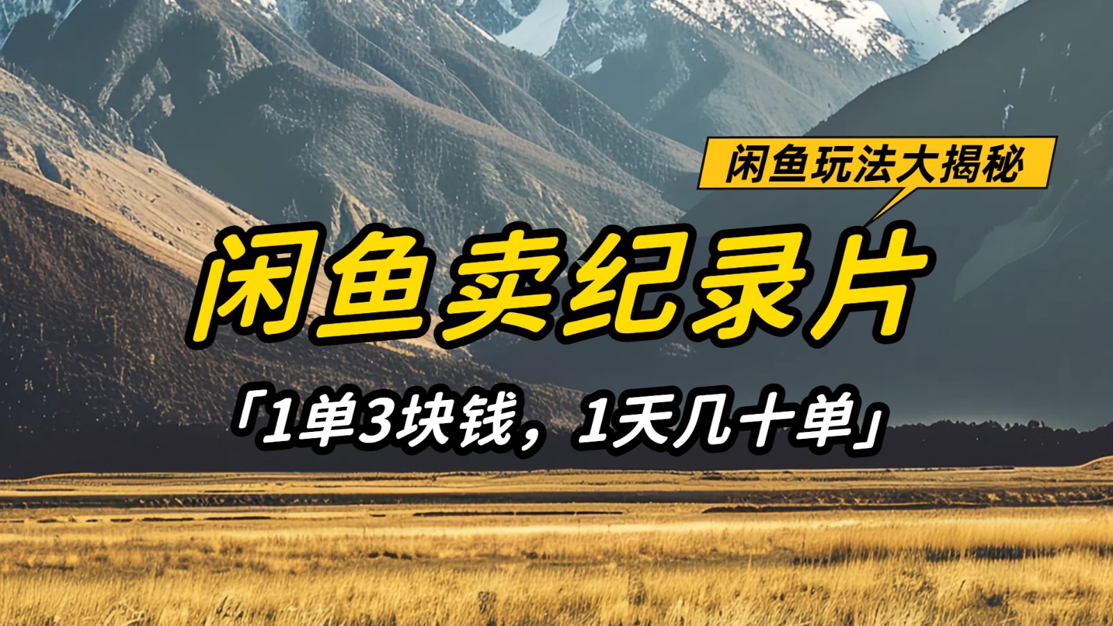闲鱼卖纪录片,简单又赚钱的小项目,1单3块钱 1天几十单-志拓网创