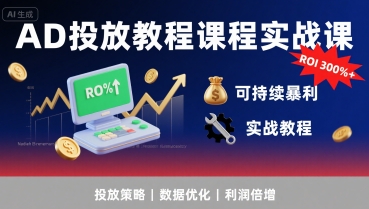 AD投放教程课程实战课,实现广告ROI300%+可持续暴利-志拓网创
