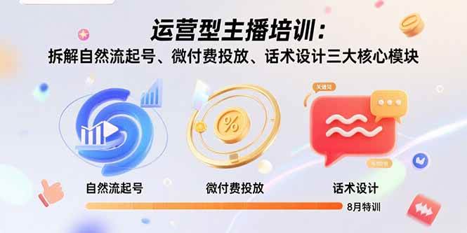 (15654期)运营型主播培训:拆解自然流起号、微付费投放、话术设计三大核心模块-8月