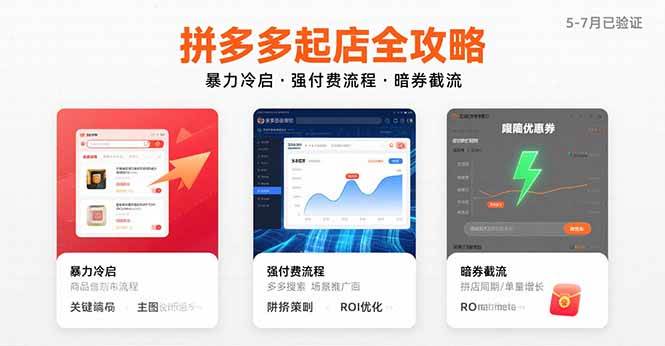 (15670期)拼多多起店全攻略,暴力冷启,强付费流程,暗券截流,5-7月已验证的方法-志拓网创