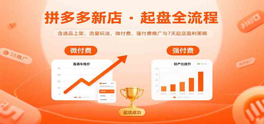 拼多多新店起盘全流程,含选品上架、流量玩法,微付费、强付费推广与7天起店盈利策略-志拓网创