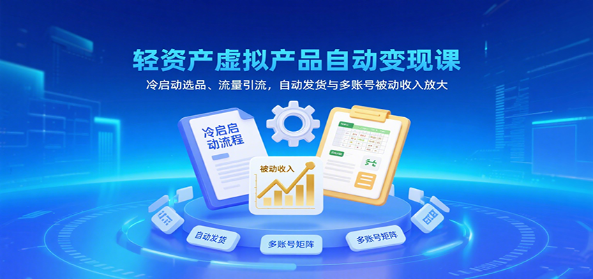 轻资产虚拟产品自动变现课,冷启动选品、流量引流,自动发货与多账号被动收入放大-志拓网创
