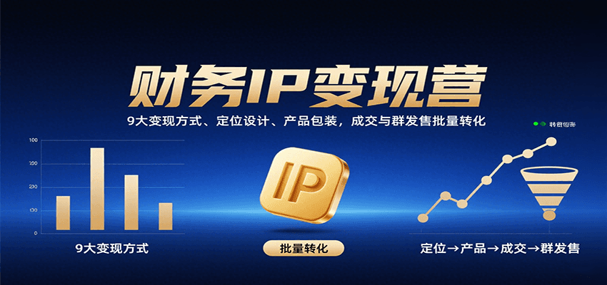 财务IP变现营:9大变现方式、定位设计、产品包装,成交与群发售批量转化-志拓网创