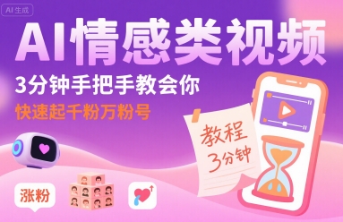 AI情感类视频,3分钟手把手教会你,快速起千粉万粉号-志拓网创
