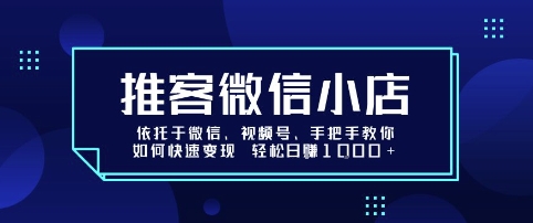 推客微信小店依托于微信、视频号,手把手教你如何快速变现 轻松日入1k+【揭秘】-志拓网创