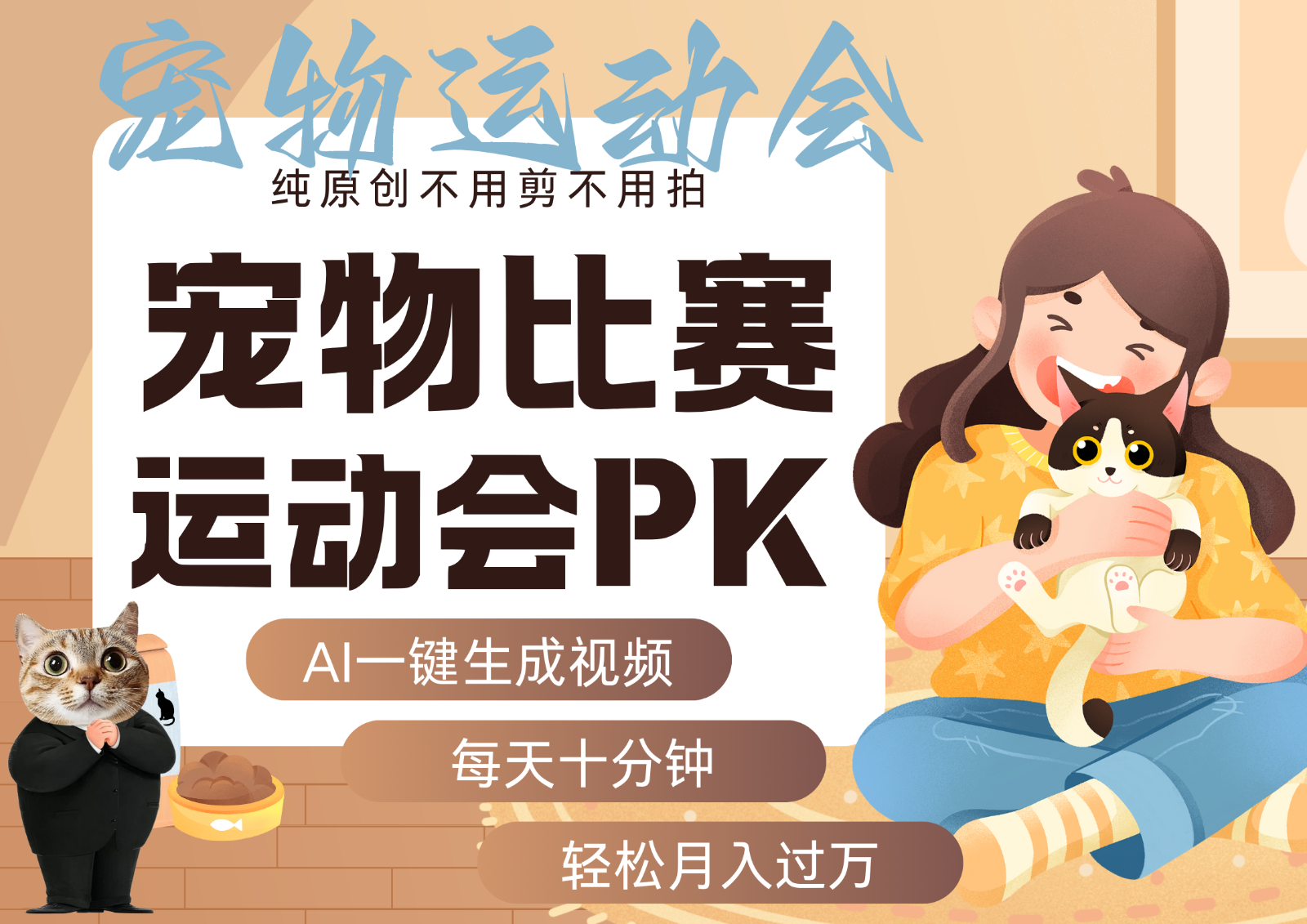 AI萌宠运动员跳水 射击 篮球 足球比赛 每天十分钟 附详细提示词文案库 代替做…-志拓网创