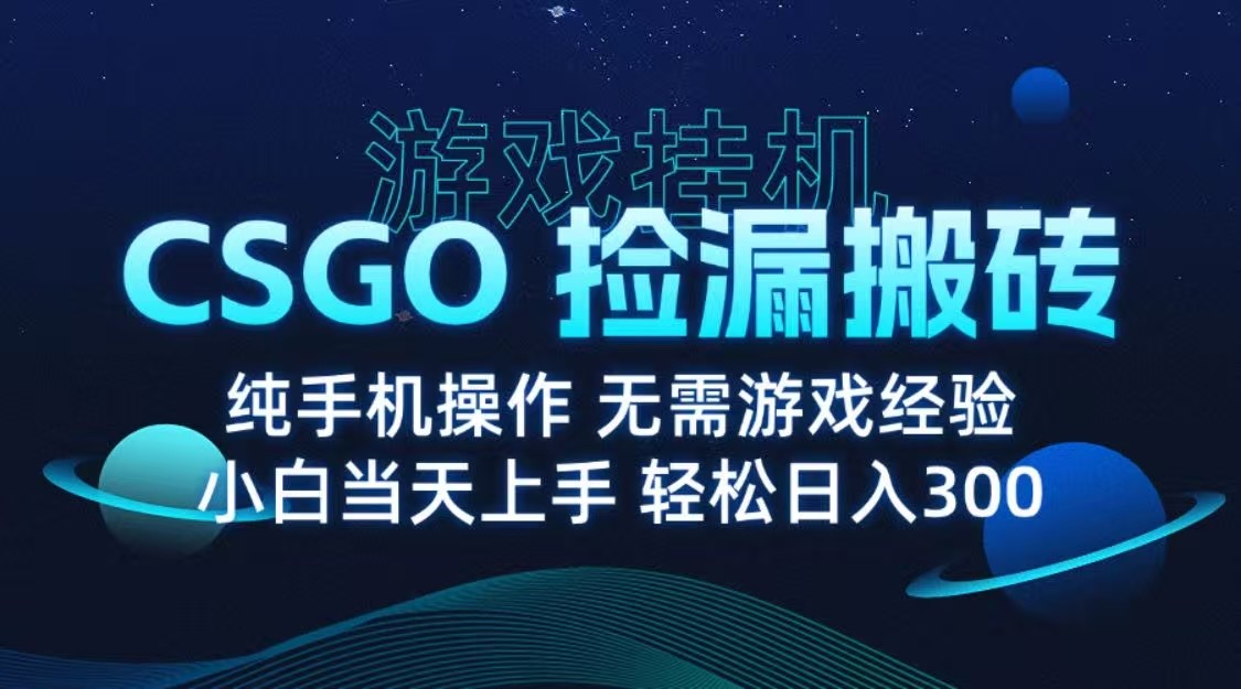 9月最新游戏搬砖,CSGO纯挂机,不需要玩游戏,实现真挂机,月入1W+-志拓网创