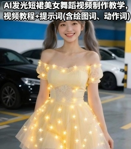 AI发光短裙美女舞蹈视频制作教学,视频教程+提示词(含绘图词、动作词)-志拓网创