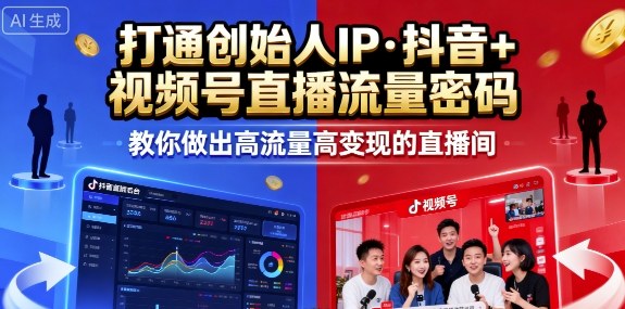 25年直播9-10两期线下课,打通创始人IP,抖音+视频号直播流量密码,教你做出高流量高变现的直播间-志拓网创