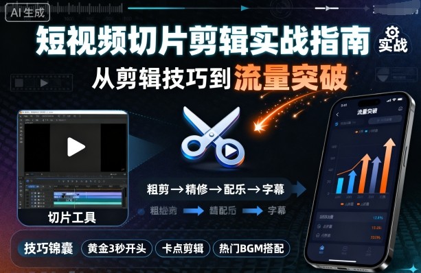 短视频切片剪辑实战指南,从剪辑技巧到流量突破-志拓网创