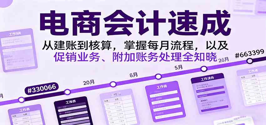 电商会计速成,从建账到核算,掌握每月流程,以及促销业务、附加账务处理全知晓-志拓网创