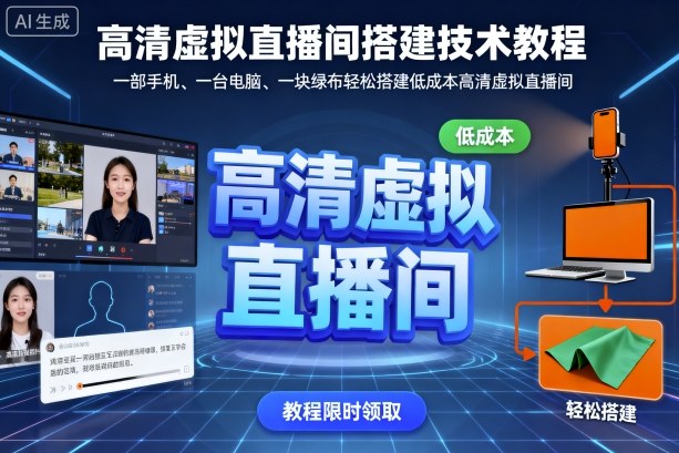 高清虚拟直播间搭建技术教程,一部手机、一台电脑、一块绿布轻松搭建低成本高清虚拟直播间-志拓网创