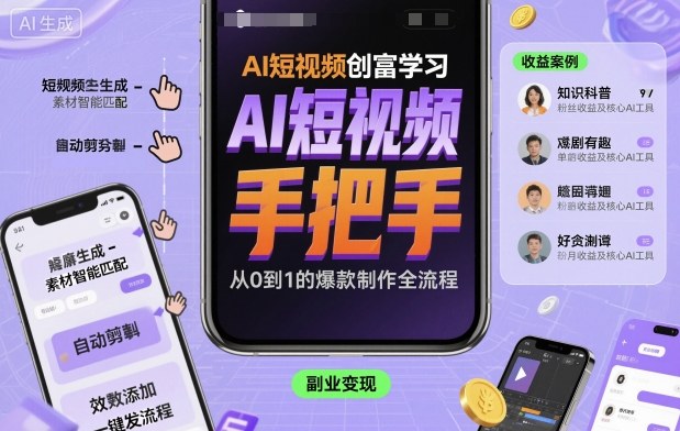 AI短视频创富学习,手把手教会你制作AI短视频-志拓网创