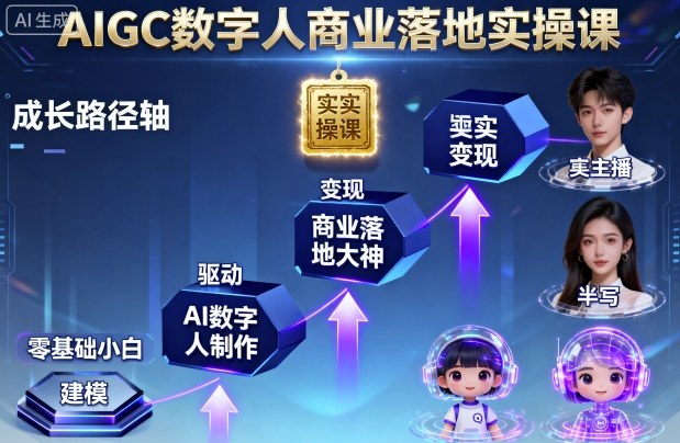 AIGC数字人商业落地实操课,从零基础小白到AI数字人大神-志拓网创