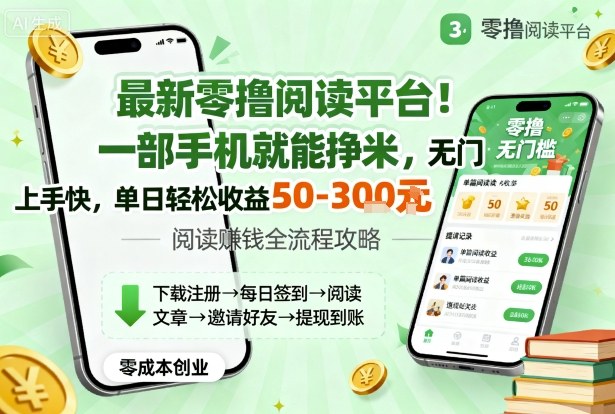 最新零撸阅读平台!一部手机就能挣米,无门槛上手快,单日轻松收益50-3张【揭秘】-志拓网创