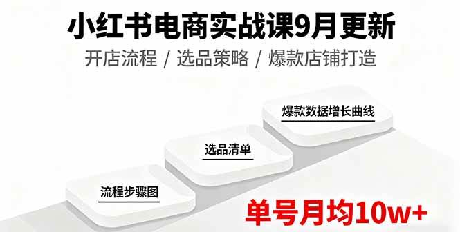 (16120期)小红书电商实战课9月更新,开店流程/选品策略/爆款店铺打造,单号月均10w+