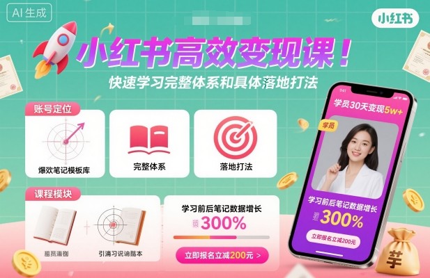 小红书高效变现课,快速学习小红书完整体系和具体落地打法-志拓网创