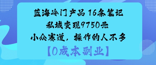 蓝海冷门产品:16条笔记私域变现9750米小众赛道,操作的人不多-志拓网创