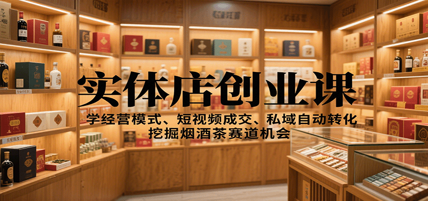 实体店创业课:学经营模式、短视频成交、私域自动转化,挖掘烟酒茶赛道机会-志拓网创