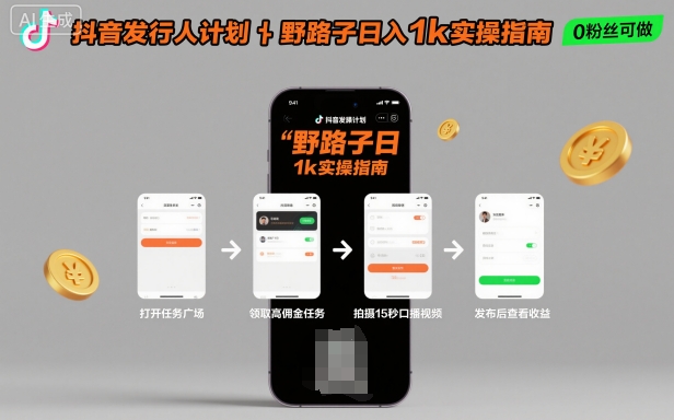抖音发行人计划全新野路子玩法,随时随地,只要有手机,就能操作,日入1k+【揭秘】-志拓网创