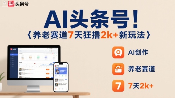 AI头条号,7天狂撸2k+,做养老赛道,新风口新玩法-志拓网创