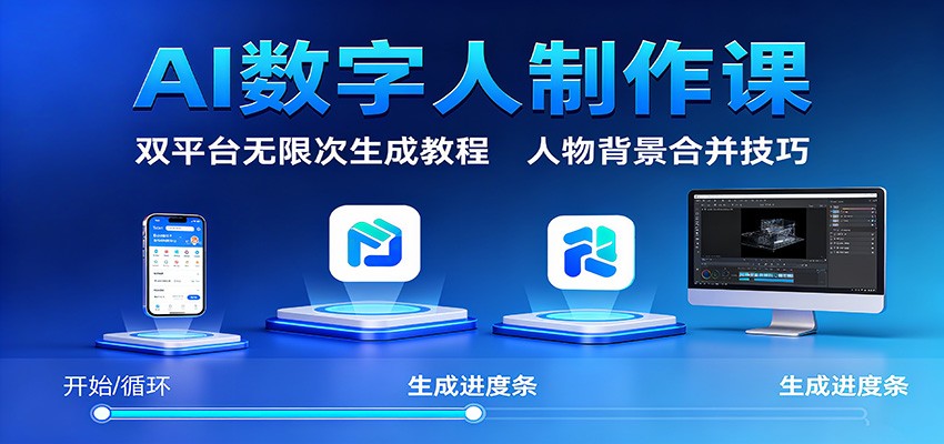 AI数字人制作课:双平台无限次生成教程,人物背景合并技巧-志拓网创