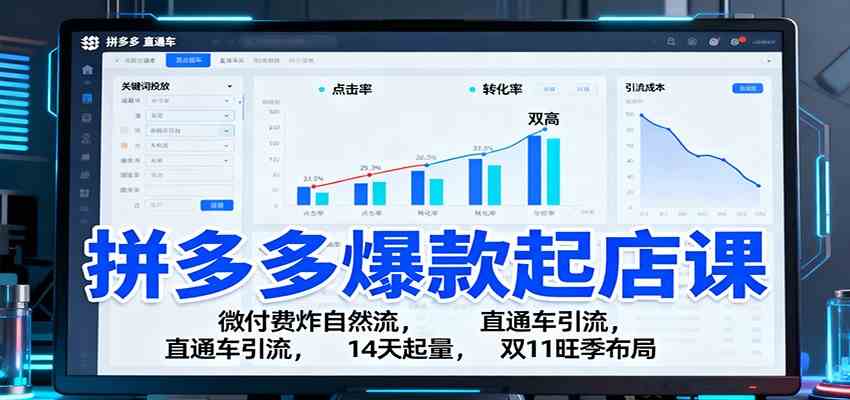 拼多多爆款起店课:微付费炸自然流,直通车引流,14天起量,双11旺季布局-志拓网创