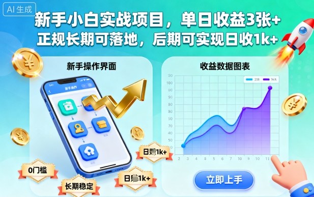 新手小白实战项目,单日收益3张+,正规长期可落地,后期可实现日收1k+【揭秘】-志拓网创