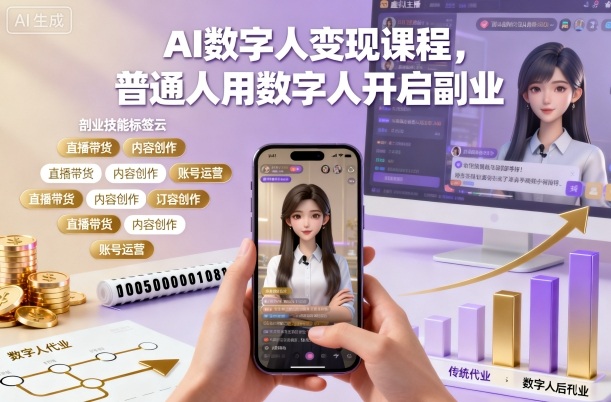 AI数字人变现课程,普通人用数字人开启副业-志拓网创