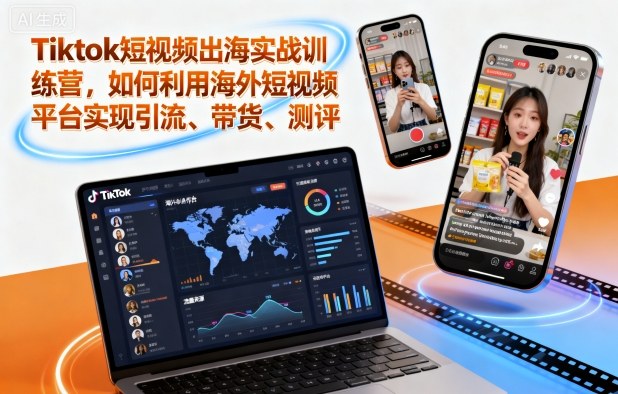 Tiktok短视频出海实战训练营,如何利用海外短视频平台实现引流、带货、测评-志拓网创