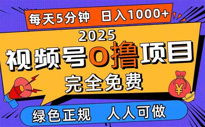 (16388期)2025视频号0撸项目,5分钟一个号,日入1000+,人人可做-志拓网创