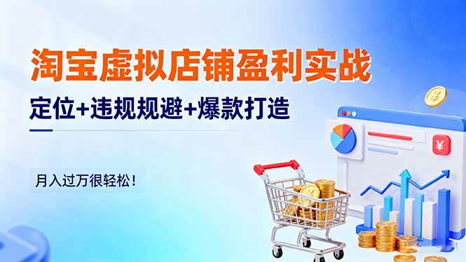 (16387期)淘宝虚拟店铺盈利实战:定位+违规规避+爆款打造,月入过万很轻松!-志拓网创