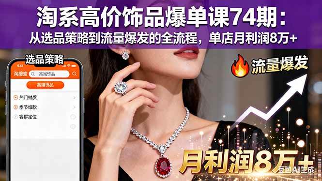(16351期)淘系高价饰品爆单课74期:从选品策略到流量爆发的全流程,单店月利润8万+-志拓网创