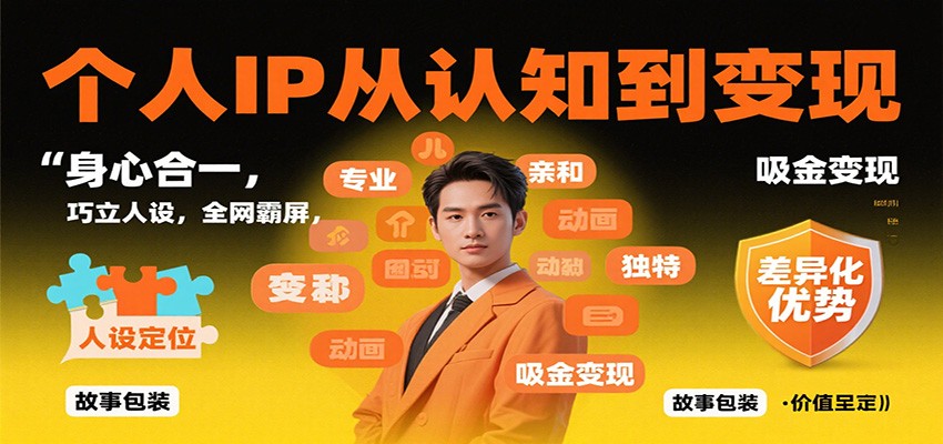 个人IP从认知到变现,身心合一,巧立人设,全网霸屏,吸金变现-志拓网创