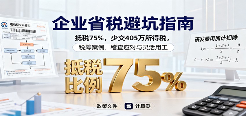 企业省税避坑指南:抵税75%,少交405万所得税,税筹案例,稽查应对与灵活用工-志拓网创