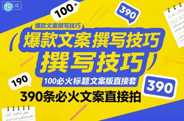 爆款文案撰写技巧,100个必火标题文案模版直接套,390条必火文案直接拍-志拓网创