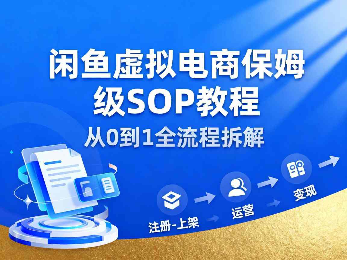 闲鱼虚拟电商,月入轻松过1W,保姆级SOP教程-志拓网创