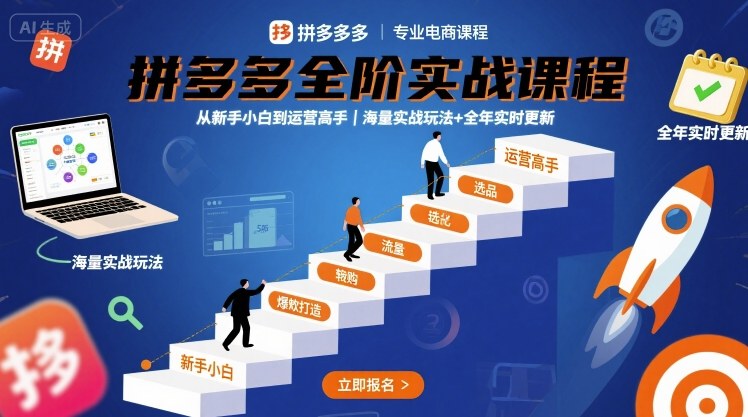 拼多多全阶实战课程,从新手小白到运营高手,海量实战玩法+全年实时更新【2025年10月更新】-志拓网创