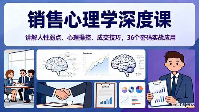 (16456期)销售心理学深度课,讲解人性弱点、心理操控、成交技巧,36个密码实战应用-志拓网创