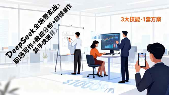 (16418期)DeepSeek全场景实战:职场写作+数据分析+自媒体创作,新手快速月入过万-志拓网创
