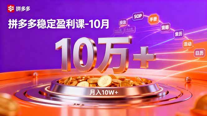(16413期)拼多多稳定盈利课-10月,强付费SOP+微付费高投产+活动矩阵,单店月入10万+-志拓网创