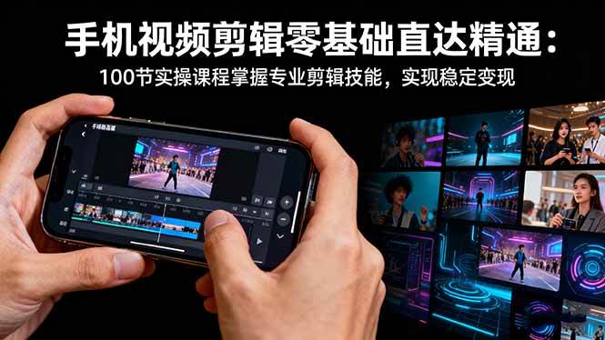 (16466期)手机视频剪辑零基础直达精通:100节实操课程掌握专业剪辑技能,实现稳…-志拓网创