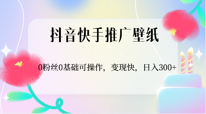 抖音快手推广壁纸，0粉丝0基础可操作，变现快，日入300+-志拓网创
