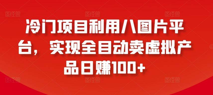 冷门项目利用八图片平台，实现全目动卖虚拟产品日赚100+【揭秘】-志拓网创