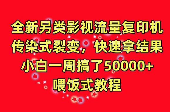 全新另类影视流量复印机，传染式裂变，快速拿结果，小白一周搞了50000+，喂饭式教程【揭秘】-志拓网创