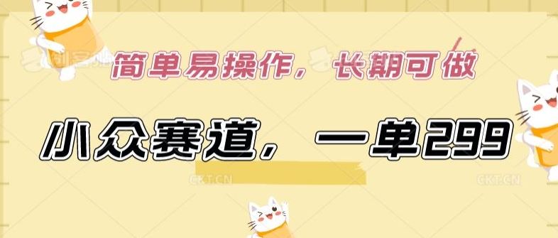 小众赛道，一单299.简单易操作，长期可做【揭秘】-志拓网创