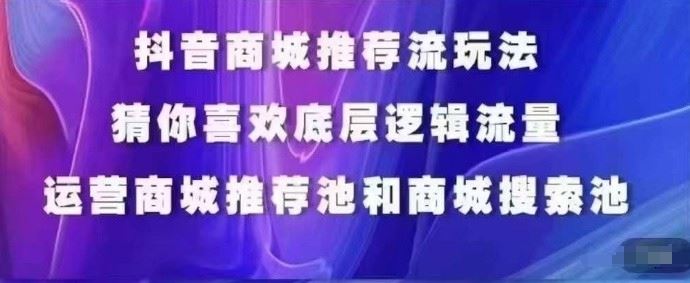 抖音商城运营课程，猜你喜欢入池商城搜索商城推荐人群标签覆盖-志拓网创