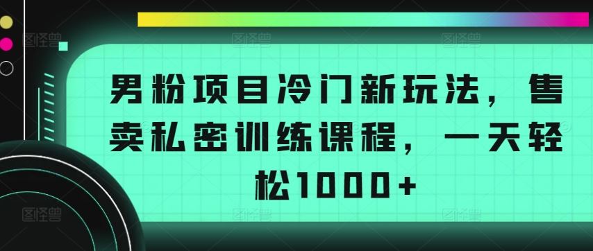 男粉项目冷门新玩法，售卖私密训练课程，一天轻松1000+【揭秘】-志拓网创