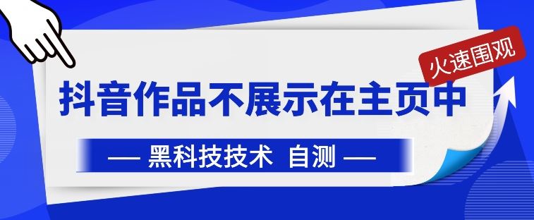 抖音黑科技：抖音作品不展示在主页中【揭秘】-志拓网创